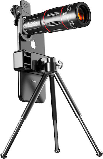 Techsuit W28 Kit Lentile Cameră Trepied Pentru Telefon Mobil Negru