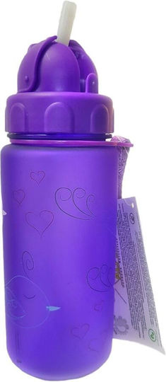 Alpin Kinderflasche Kunststoff mit Strohhalm Lila 450ml