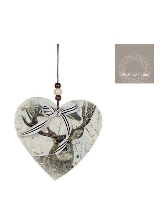 Hängendes Herz Ornament Beige mit Glitzer