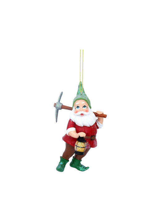 Hanging Dwarf Ornament Plastic Red