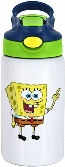 Koupakoupa Kinder Trinkflasche SpongeBob Rostfreier Stahl mit Stroh Weiß 350ml