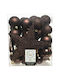 Hanging Ornament Mix Ornaments Plastic Brown with Glitter Set 33pcs