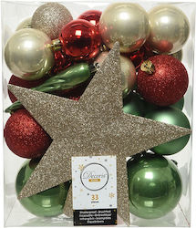 Set of Plastic Multicolour Christmas Tree Ornaments 8cm 33 Pieces Set of Plastic Multicolour Christmas Tree Ornaments 8cm 33 Pieces