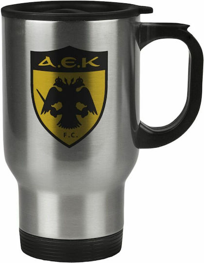 Koupakoupa AEK Glass Thermos Stainless Steel 450ml Silver With Handle