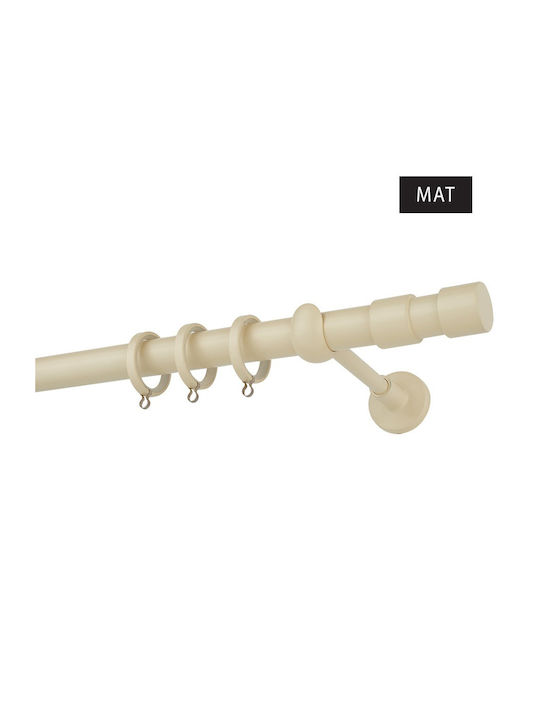 Zogometal Μεταλλικό Κουρτινόξυλο Color More Mat Collection Μονό Φ25mm 200εκ. Ιβουάρ