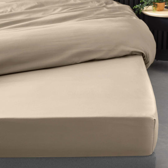 Douceur d'Intérieur Sheet Double with Elastic 140x190cm. Percaline Sand Color