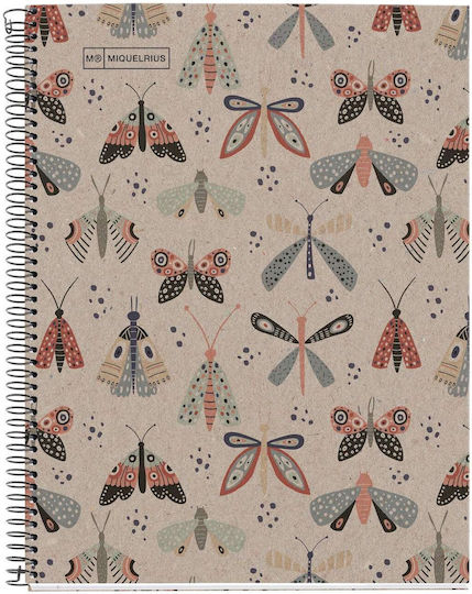 Miquelrius Spiral Caiet Cu dungi A4 80 de Foi ecobutterfly recycled Bej 1buc