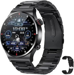 Microwear QW33 46mm Smartwatch με Παλμογράφο (Black Steel)