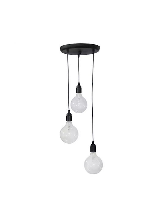 Stimeno 3 Pendant Light Three-Light for Socket E27 Black