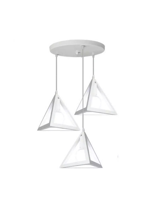 Stimeno Pendant Light Three-Light Rail for Socket E27 White