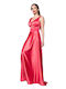 Cecilia Personal Sommer Maxi Abendkleid Satin mit Transparenz Fuchsie