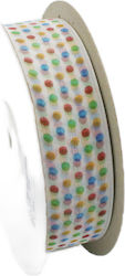 Polka Dot White Ribbon 50m