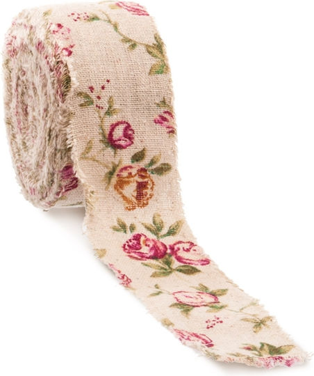 Λινάτσα Κορδέλα Floral Μπεζ
