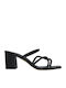 Leder Sandalen mit Strass Schwarz