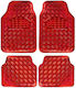 Set of Front and Rear Mats Universal 4pcs Red