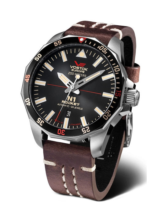 Vostok Europe Rocket N1 Men's Watch 46mm Battery with Brown Leather Strap