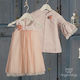 Angel Wings Orange Baptism Clothes Set for Girls with Dress & Coat Made of Tulle 2 Pieces