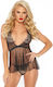 Leg Avenue Set Sexy Babydoll Schwarz