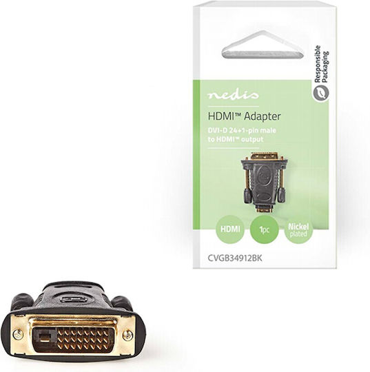 Nedis Μετατροπέας DVI-D male σε HDMI female 1τμχ CVGB34912BK