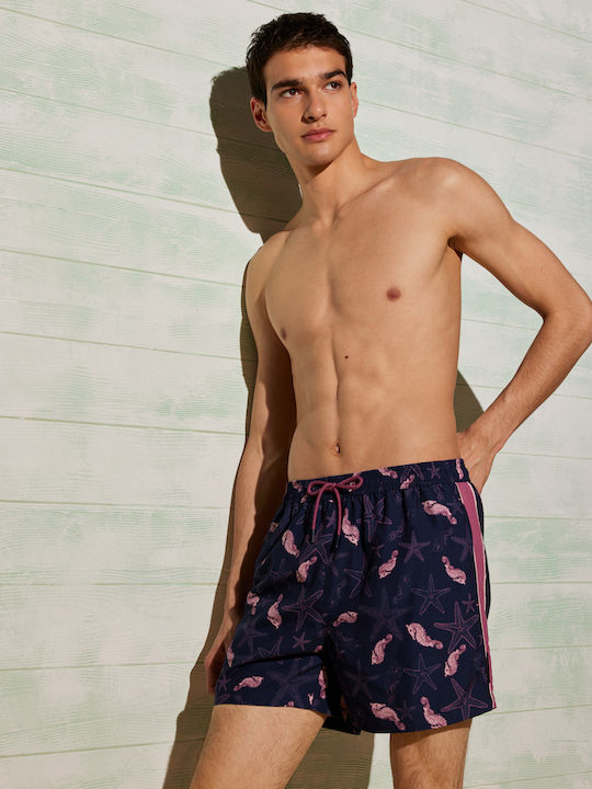 Herren Badebekleidung Bermuda Marineblau mit Mustern