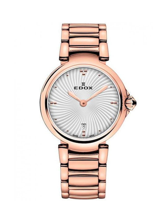 Edox Watch with Pink Gold Metal Bracelet