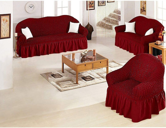 Cu volan Set de Huse Elastice pentru Canapea Burgundy 1buc SET-321-BORDO