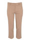 Damen Stoff Capri Hose in Schlank Passform Braun