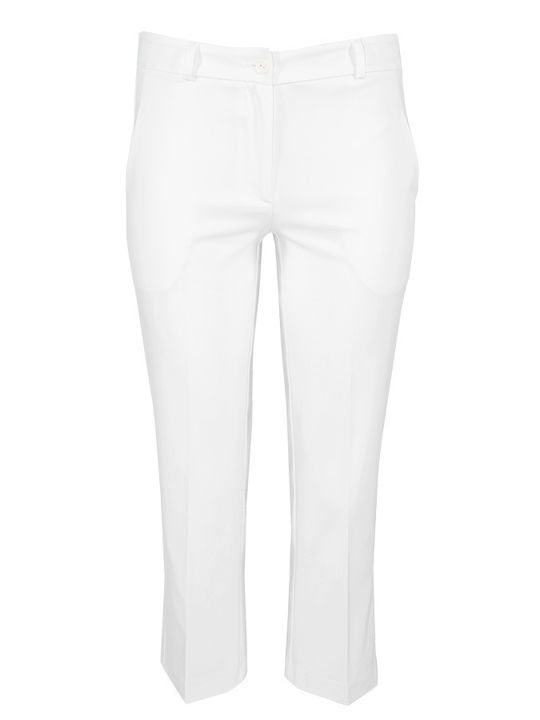 Damen Stoff Capri Hose in Schlank Passform Weiß