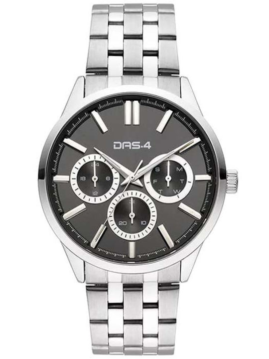 DAS.4 Herrenuhr Batterie mit Silber Metallarmband