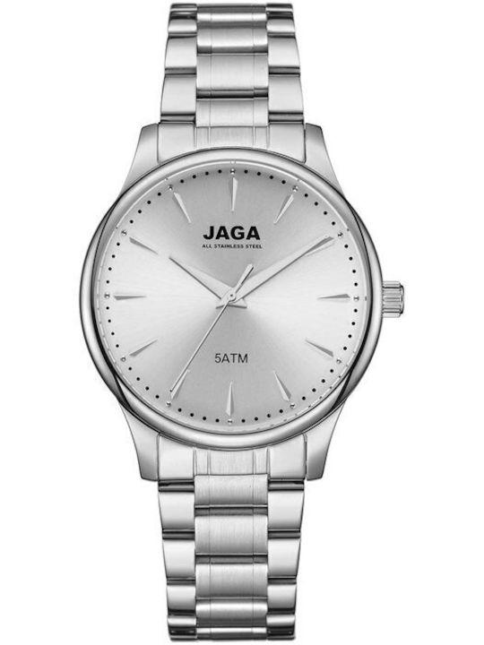 Jaga Men's Watch 41mm Battery with Silver Metal Bracelet