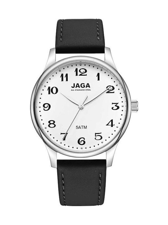 Jaga Men's Watch 41mm Battery with Black Leathe...