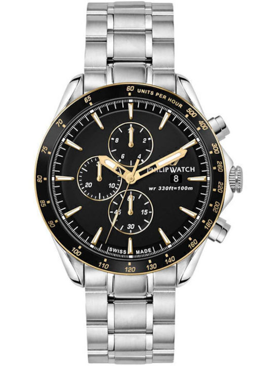 Philip Watch Men's Watch Chronograph Battery with Silver Metal Bracelet