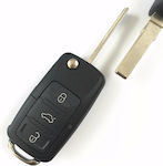 Foldable Car Key Shell with Blade with 3 Buttons for VW