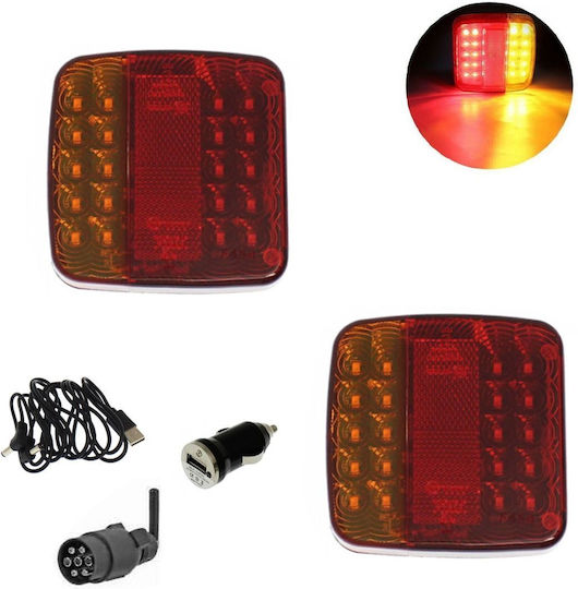 Factory Σετ Φώτα Τρέιλερ LED Αδιάβροχα με Μαγνήτη 24V 2τμχ