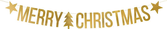 PartyDeco Weihnachtliche Girlande Plastik Merry Christmas Gold 150x10.5cm 1Stück