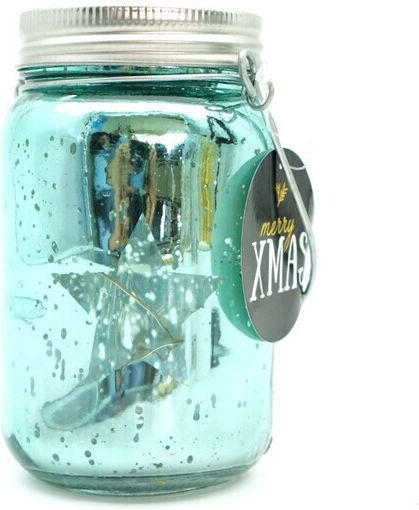 blokker Christmas Glass Light Blue Battery Lantern 13x8cm