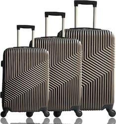 Olia Home Travel Suitcases Hard Brown Maximum Height 71cm with 4 Wheels Set of 3pcs