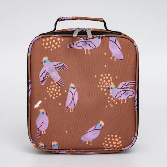 Petit Monkey Βirds of Paradise School Insulated Hand Lunch Bag Brown 20.5 x 7.5 x 21.5cm