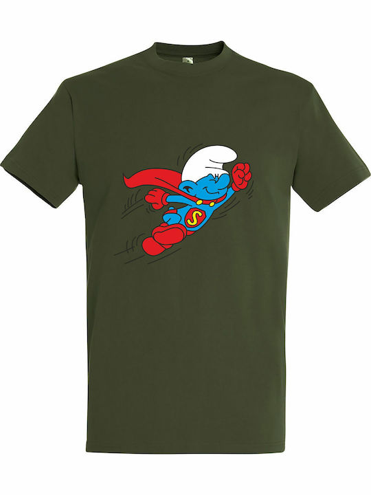 Papa Smurf Superman T-shirt Superman Khaki Baum...