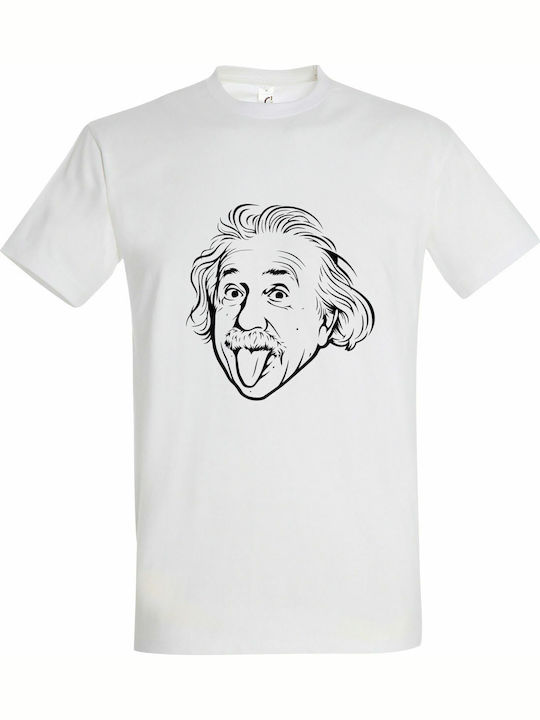 Einstein Tongue Tricou Alb Bumbac