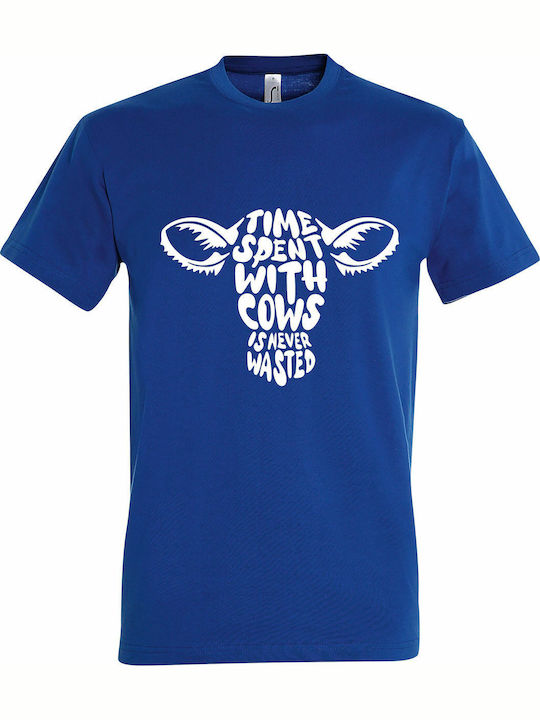 Never T-shirt Blue Cotton