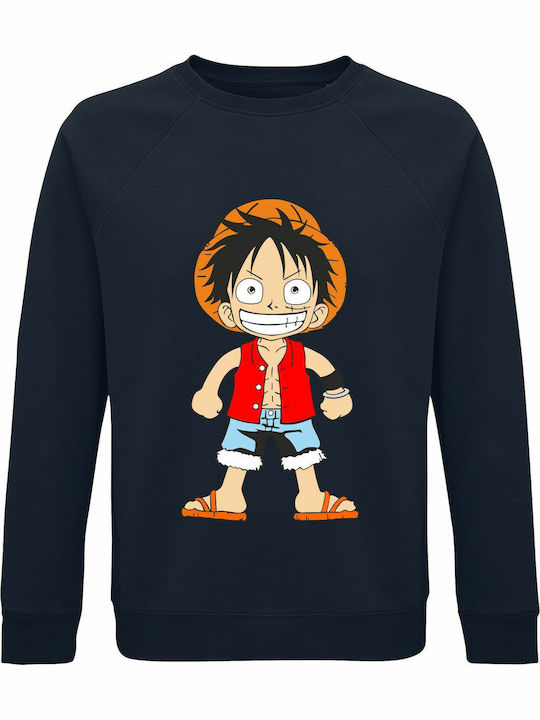 Luffy One Piece Sweatshirt Ein Stück Blau
