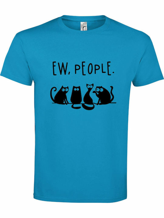 People T-shirt Turquoise Cotton