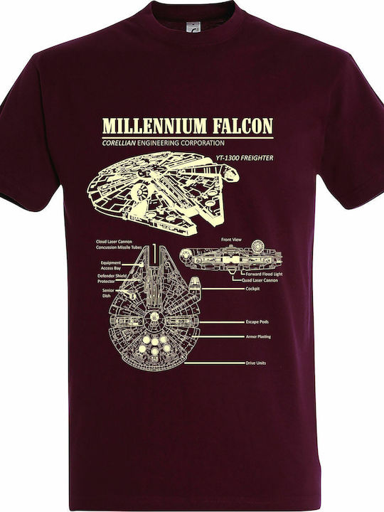 Star T-shirt Star Wars Burgundy Cotton