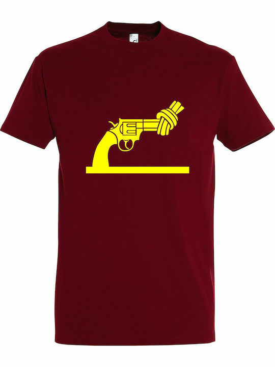 Peace Gun No More T-shirt Red Cotton