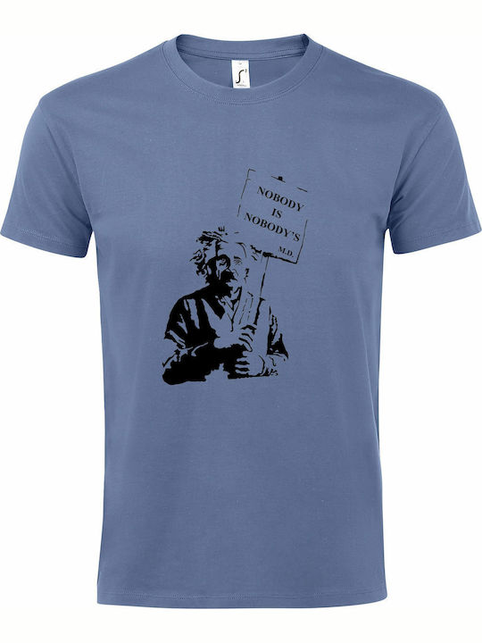 Einstein T-shirt Blue Cotton