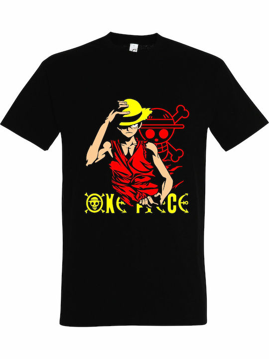 Luffy T-shirt Ein Stück Schwarz Baumwolle