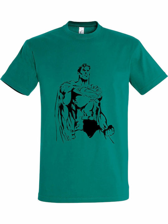 Superman Silhouette T-shirt Superman Grün Baumw...