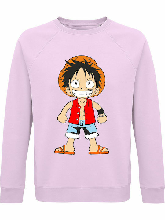 Luffy One Piece Sweatshirt Ein Stück Rosa