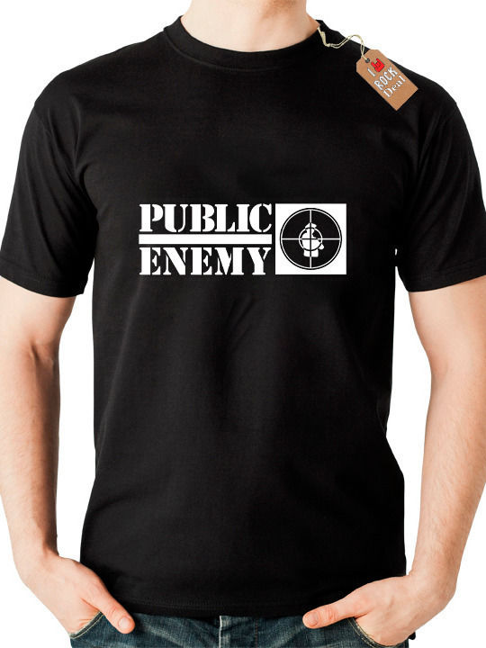 Rock Deal Public Enemy T-shirt Μαύρο Βαμβακερό